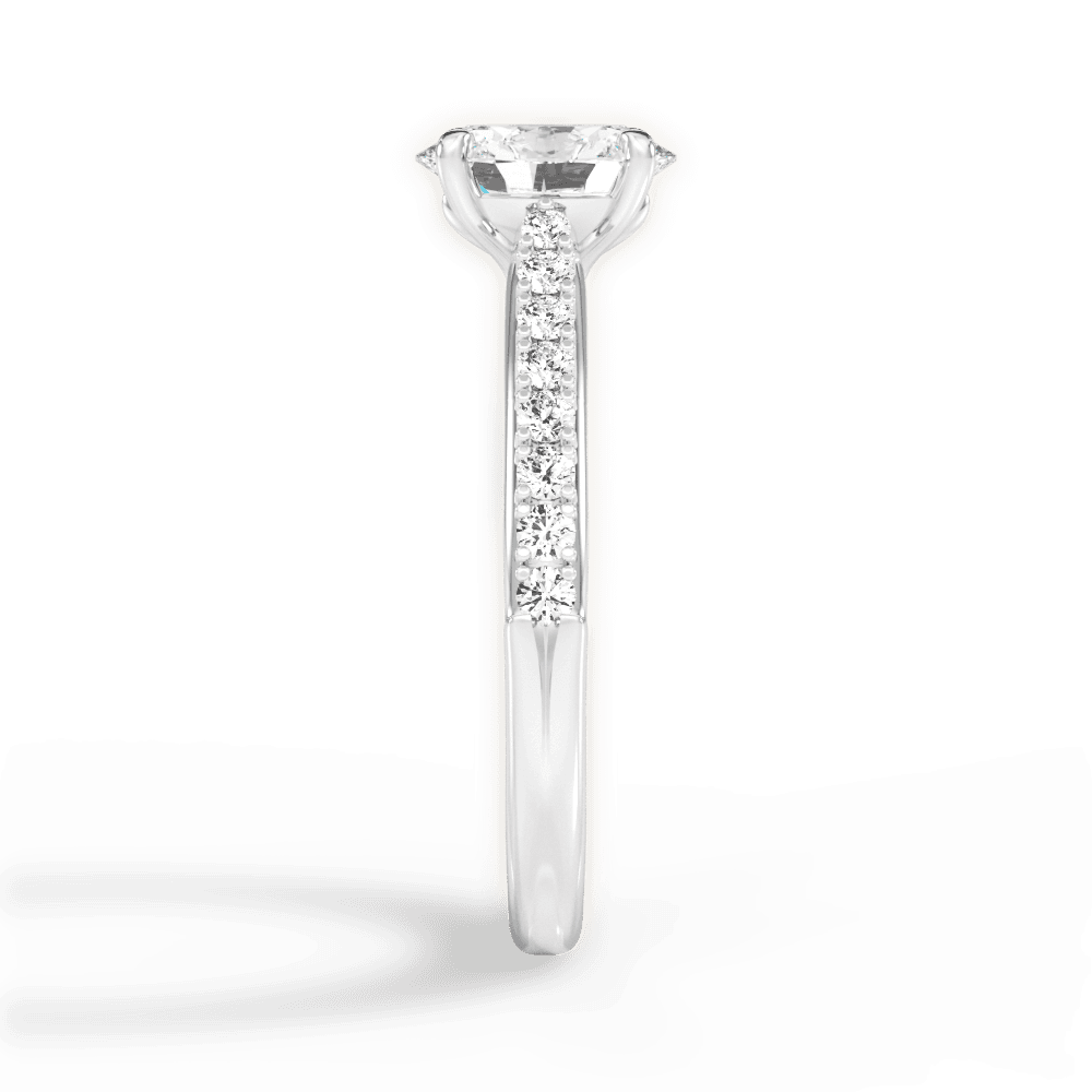Elizabeth Oval Cut Lab Grown Diamond 18Kt White Gold Engagement Ring - View 3
