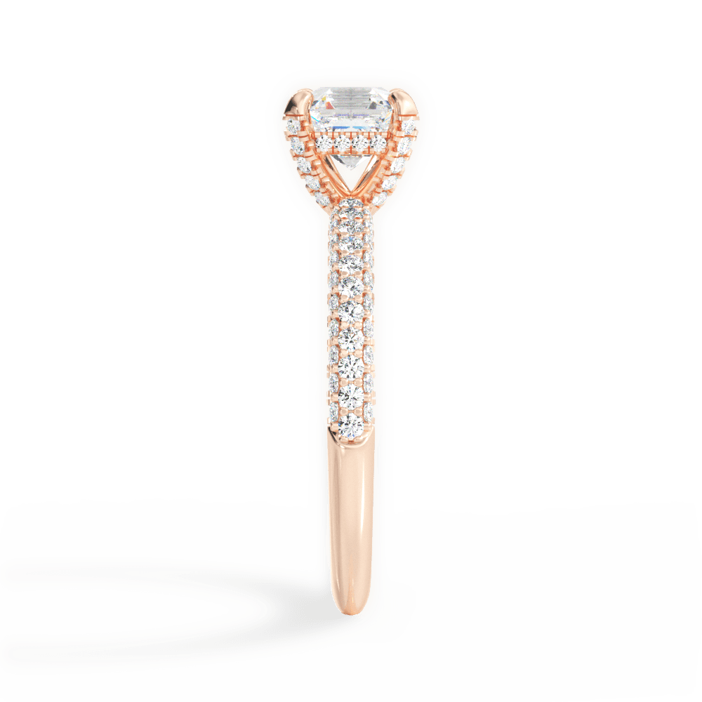 Lisa Asscher Cut Lab Grown Diamond 18Kt Rose Gold Engagement Ring - View 2