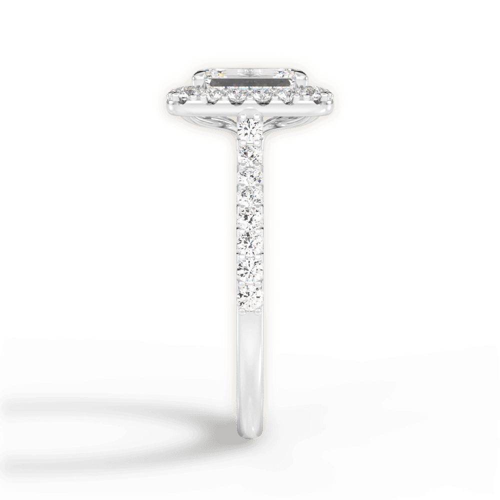 Ingrid Emerald Cut Lab Grown Diamond 18Kt White Gold Engagement Ring - View 3