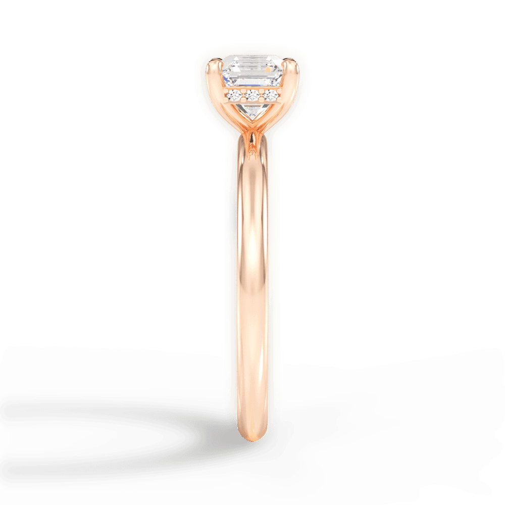 Brenda Asscher Cut Lab Grown Diamond 18Kt Rose Gold Engagement Ring - View 2