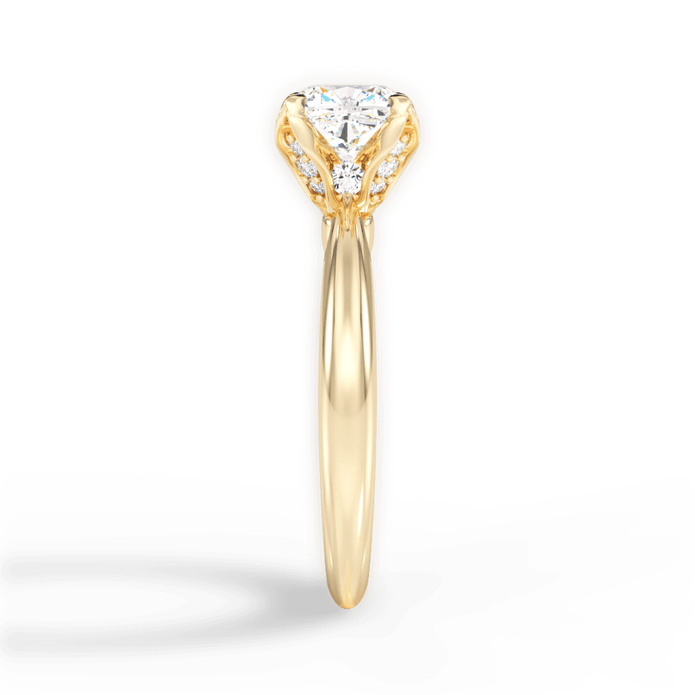 Elaine Cushion Cut Lab Grown Diamond 18Kt Yellow Gold Engagement Ring - View 3