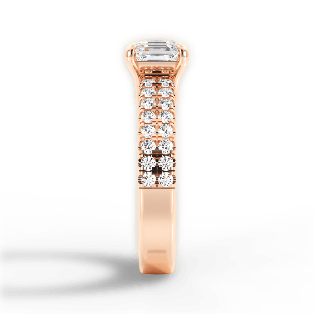 Kayla Asscher Cut Lab Grown Diamond 18Kt Rose Gold Engagement Ring - View 4