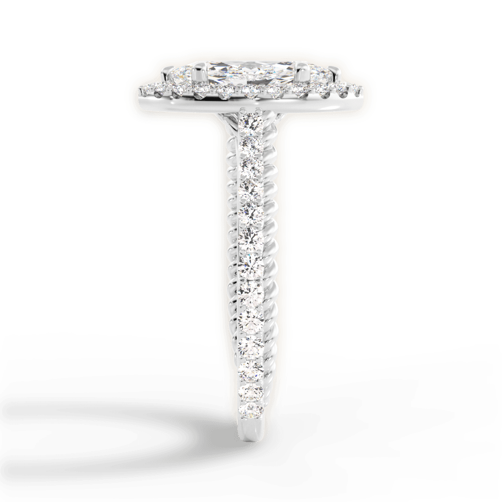 Kim Marquise Cut Lab Grown Diamond 18Kt White Gold Engagement Ring - View 2