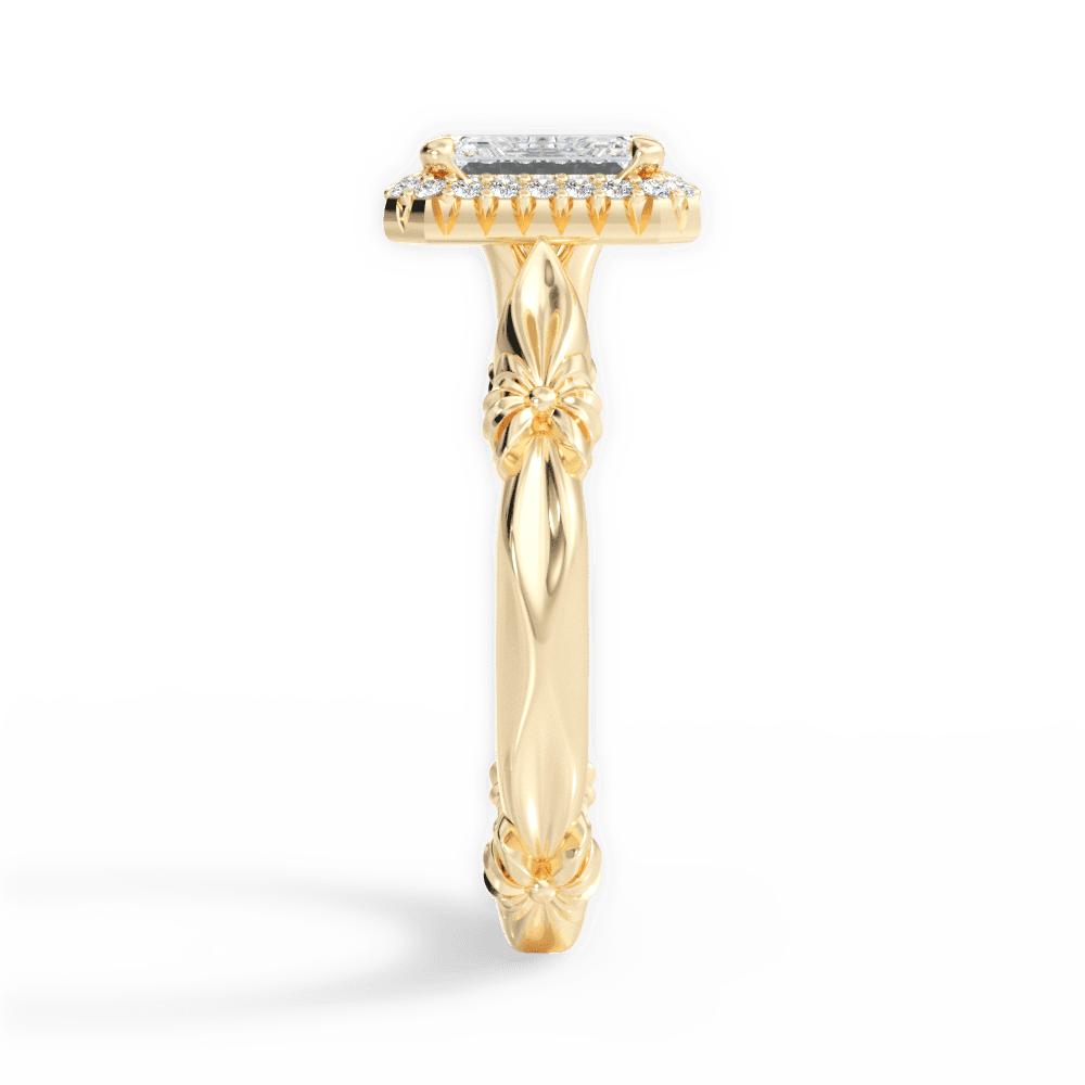 Erica Emerald Cut Lab Grown Diamond 18Kt Yellow Gold Engagement Ring - View 3