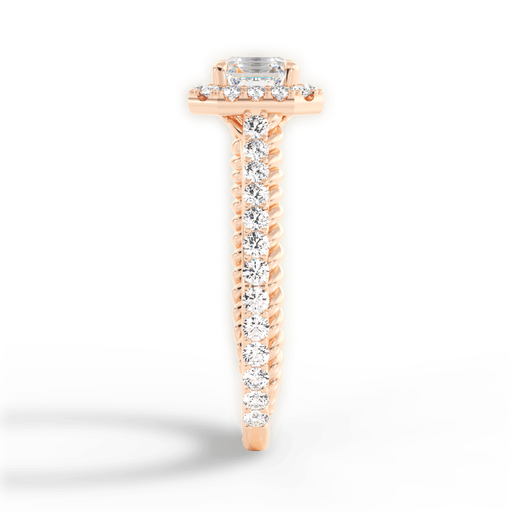 Kim Asscher Cut Lab Grown Diamond 18Kt Rose Gold Engagement Ring - View 4
