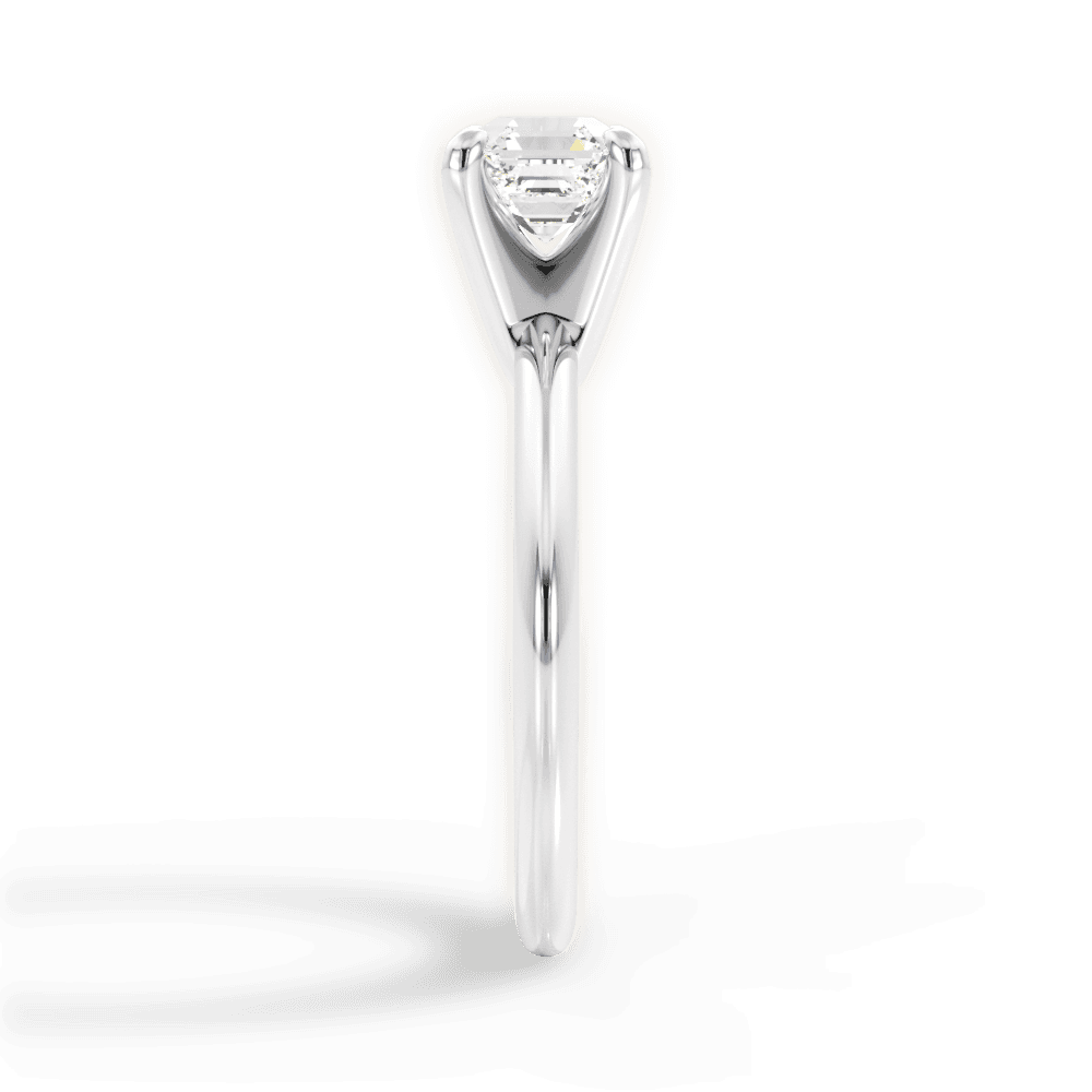 Alicia Asscher Cut Lab Grown Diamond 18Kt White Gold Engagement Ring - View 3