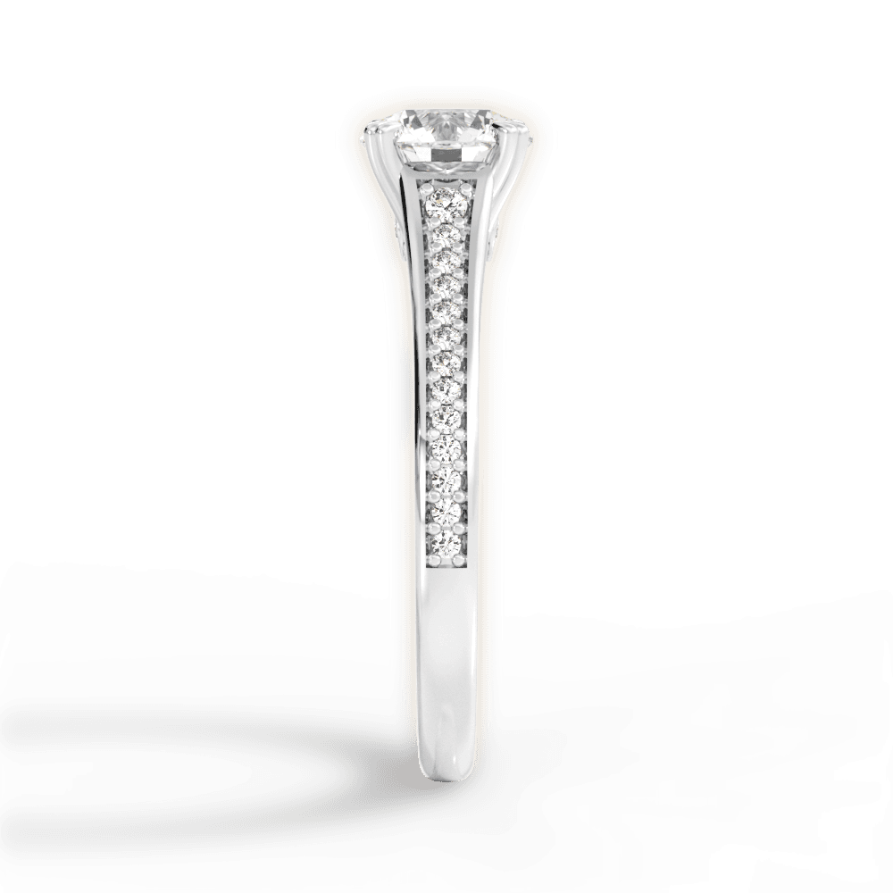 Delia Round Cut Lab Grown Diamond 14Kt White Gold Engagement Ring - View 3