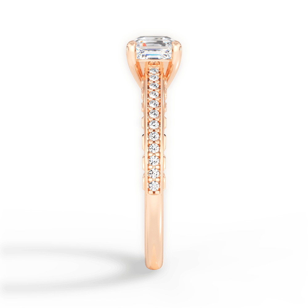 Caroline Asscher Cut Lab Grown Diamond 18Kt Rose Gold Engagement Ring - View 2