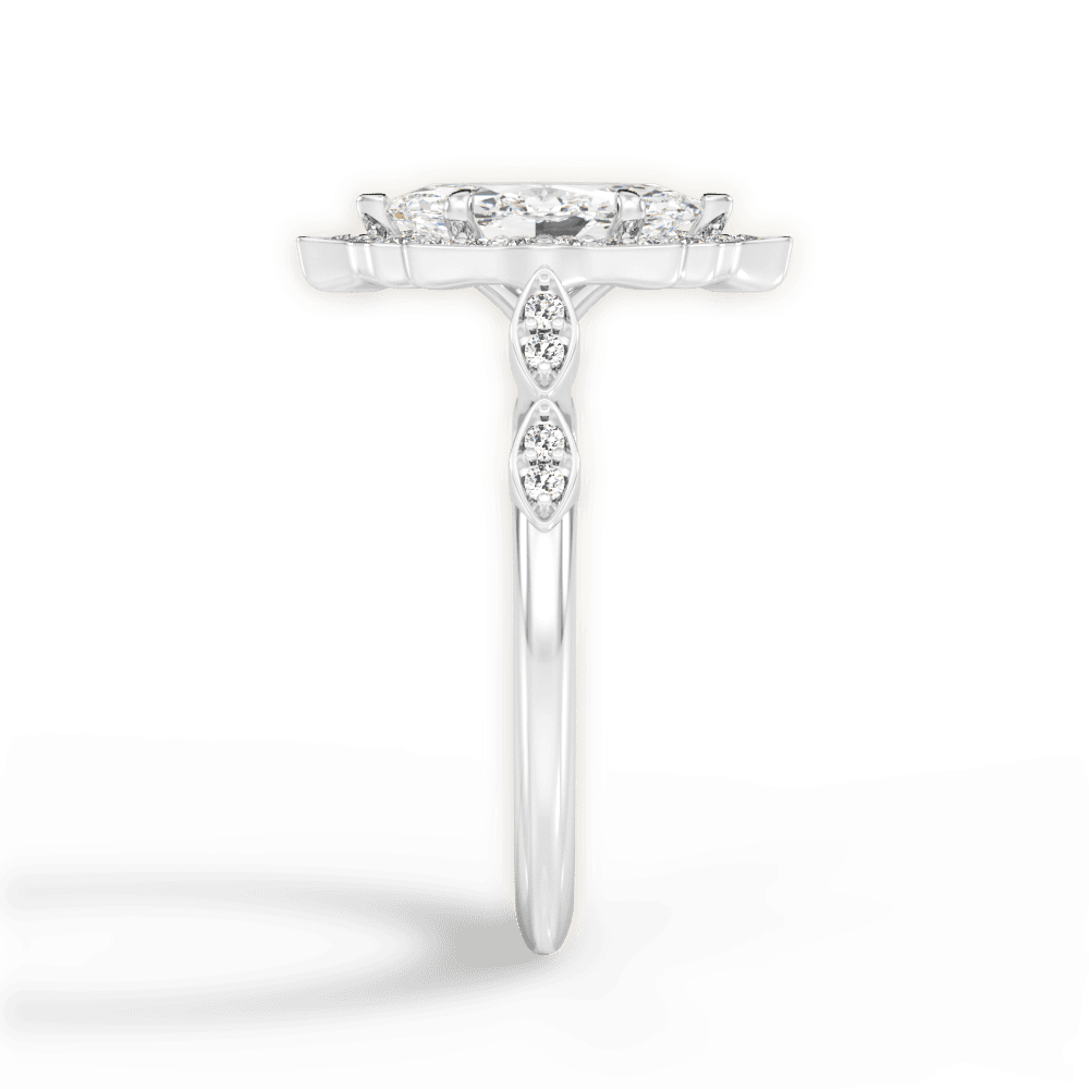 Julie Marquise Cut Lab Grown Diamond 18Kt White Gold Engagement Ring - View 4