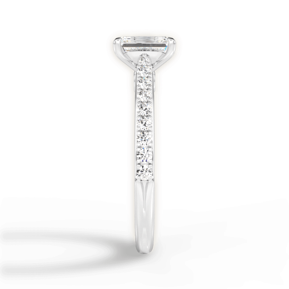 Frances Emerald Cut Lab Grown Diamond 14Kt White Gold Engagement Ring - View 2