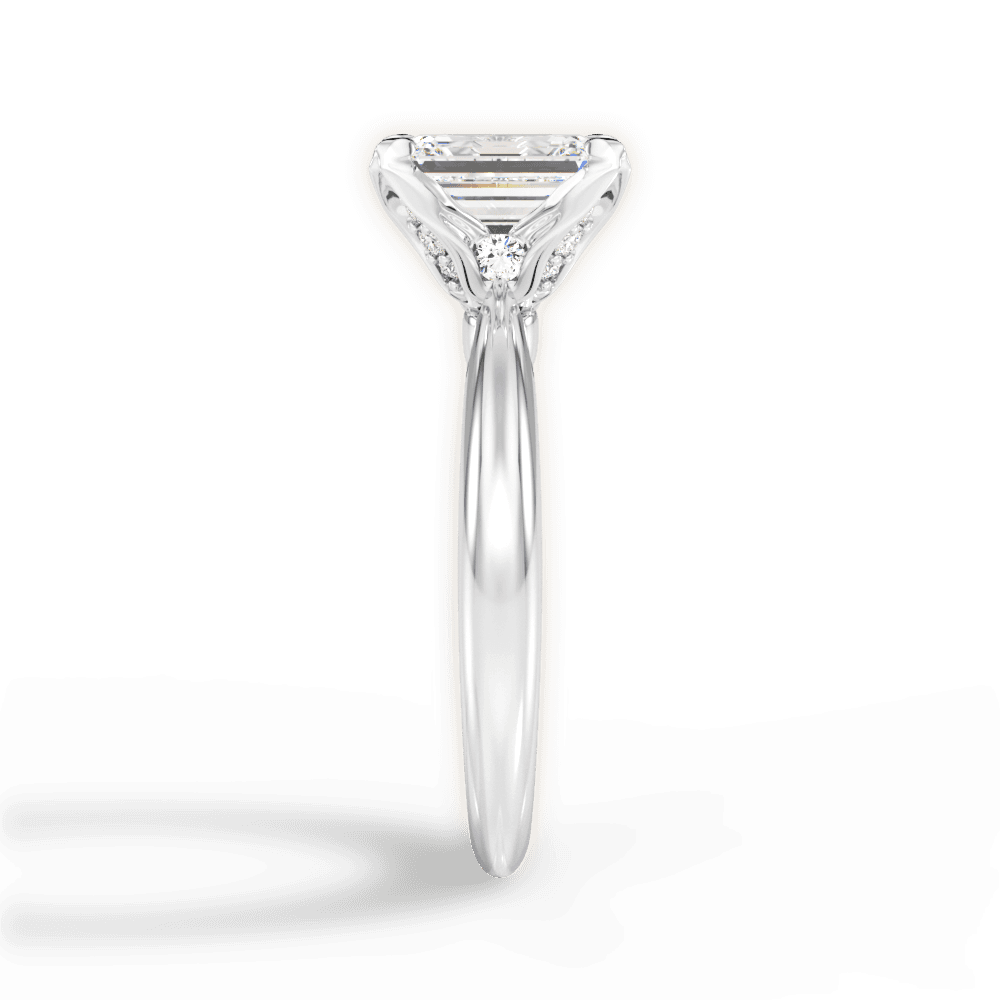 Elaine Emerald Cut Lab Grown Diamond Platinum Engagement Ring - View 4