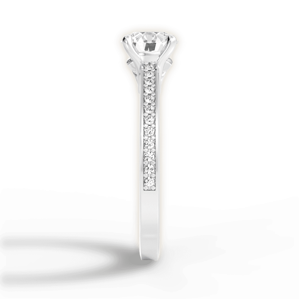 Donna Round Cut Lab Grown Diamond 14Kt White Gold Engagement Ring - View 2