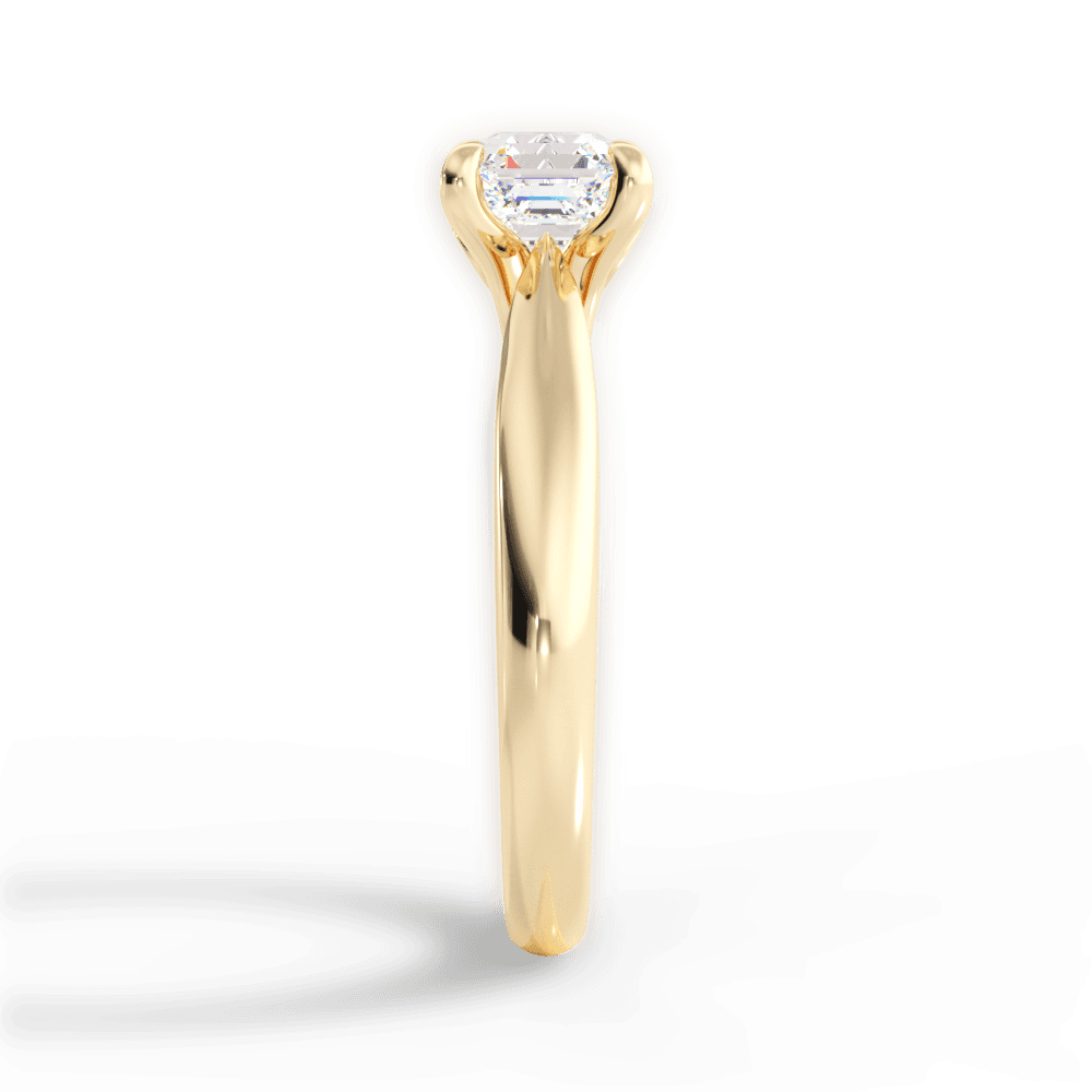 Dolores Asscher Cut Lab Grown Diamond 18Kt Yellow Gold Engagement Ring - View 3