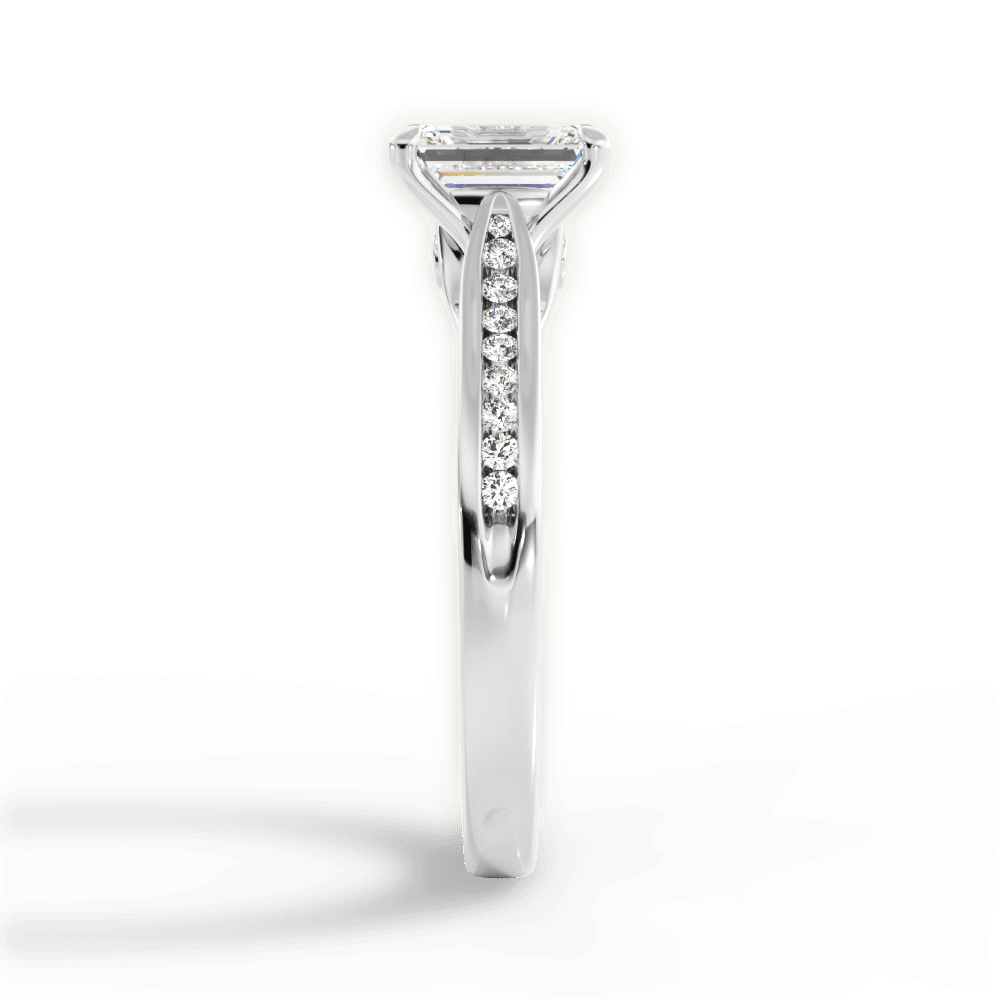 Elena Emerald Cut Lab Grown Diamond Platinum Engagement Ring - View 4