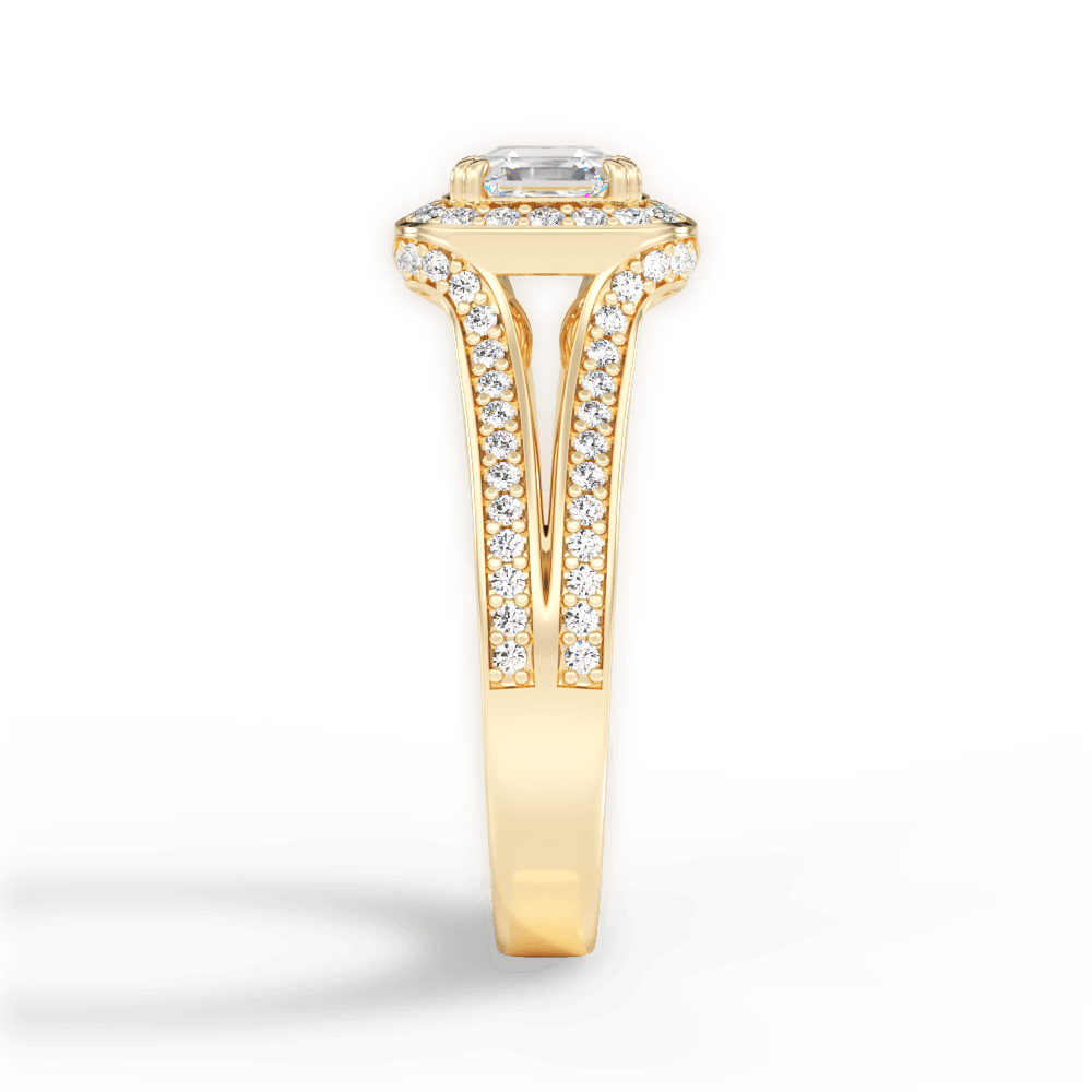 Mackenzie Asscher Cut Lab Grown Diamond 18Kt Yellow Gold Engagement Ring - View 3