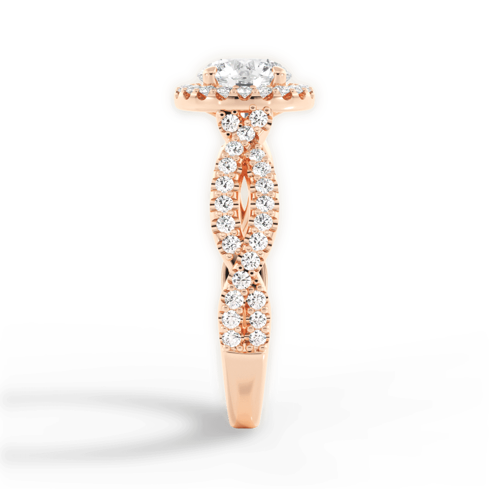 Latoya Round Cut Lab Grown Diamond 18Kt Rose Gold Engagement Ring - View 3