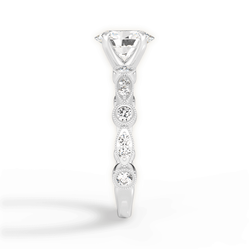 Edith Oval Cut Lab Grown Diamond 14Kt White Gold Engagement Ring - View 3