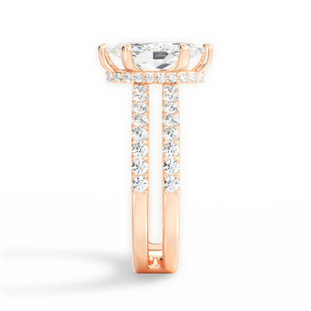 Christie Marquise Cut Lab Grown Diamond 18Kt Rose Gold Engagement Ring - View 3