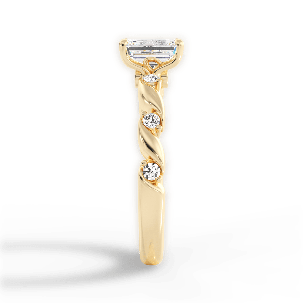 Emma Emerald Cut Lab Grown Diamond 18Kt Yellow Gold Engagement Ring - View 4