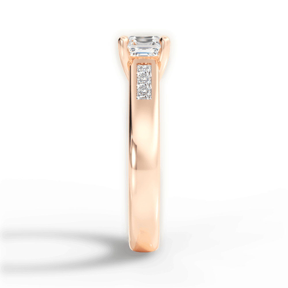 Brittany Asscher Cut Lab Grown Diamond 18Kt Rose Gold Engagement Ring - View 4