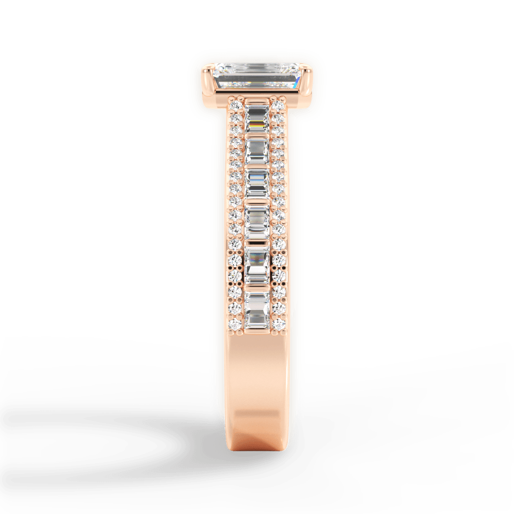 Lynn Emerald Cut Lab Grown Diamond 18Kt Rose Gold Engagement Ring - View 4