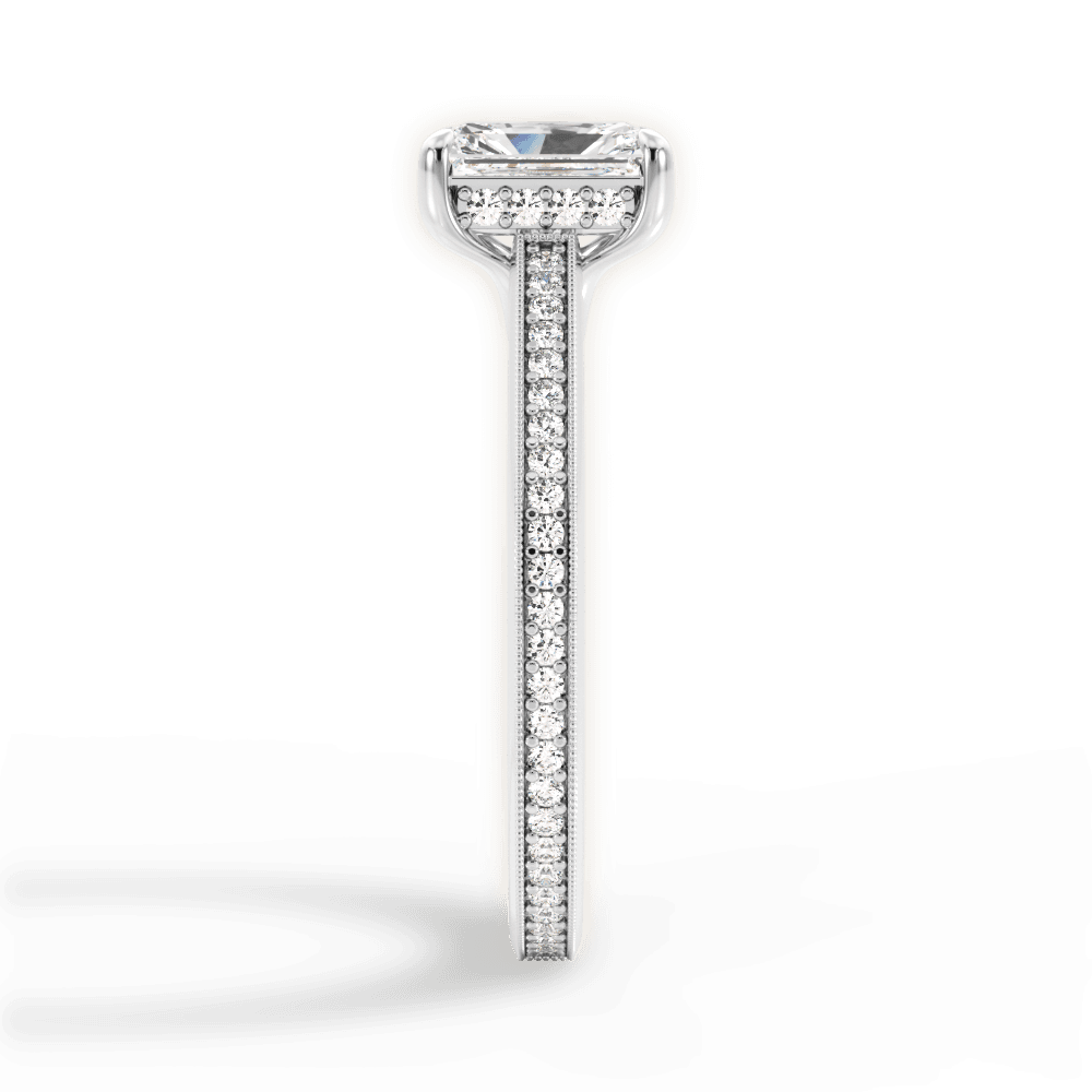 Janet Radiant Cut Lab Grown Diamond 18Kt White Gold Engagement Ring - View 2