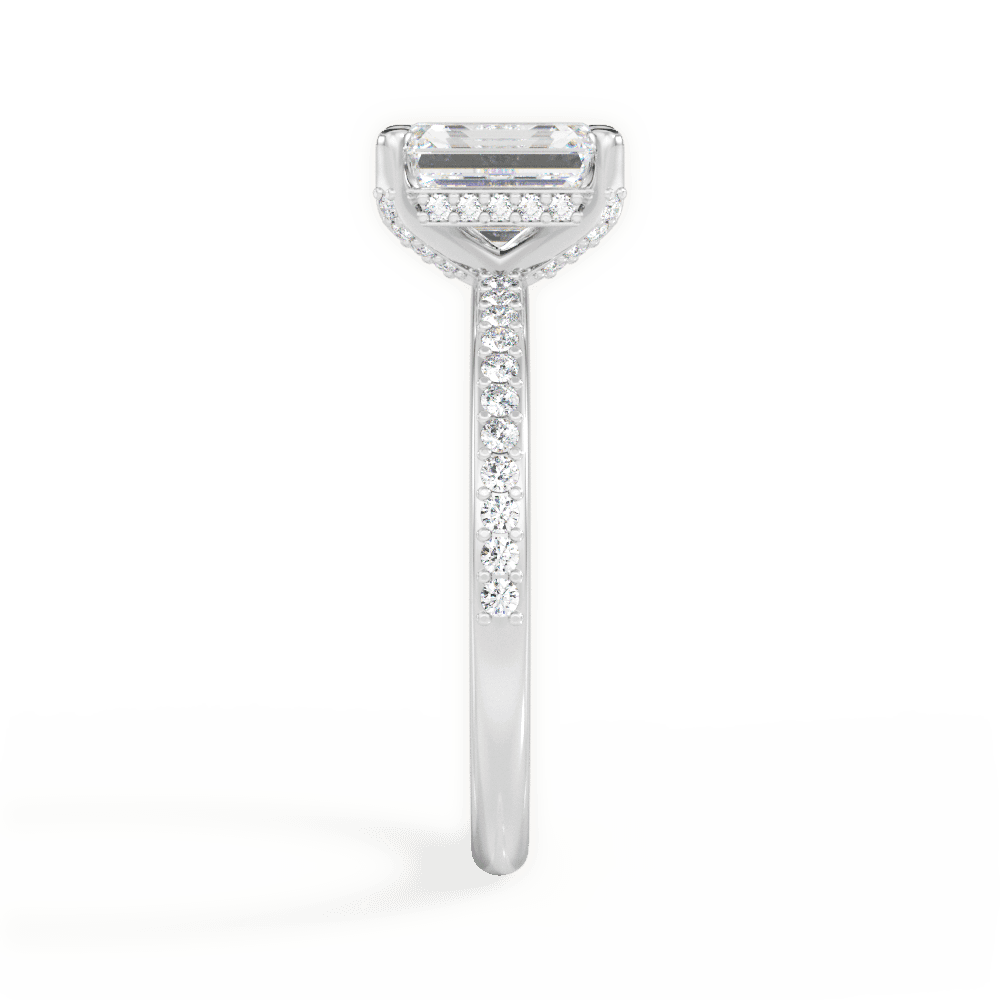 Janice Emerald Cut Lab Grown Diamond 18Kt White Gold Engagement Ring - View 4