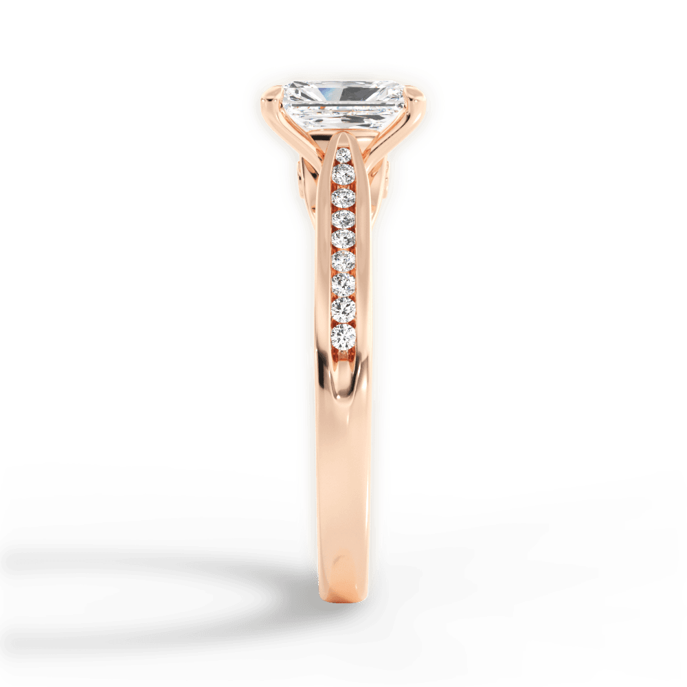 Elena Radiant Cut Lab Grown Diamond 18Kt Rose Gold Engagement Ring - View 4
