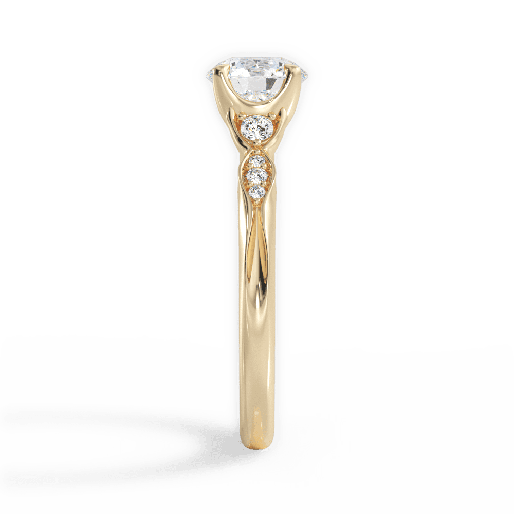Cassie Round Cut Lab Grown Diamond 18Kt Yellow Gold Engagement Ring - View 3