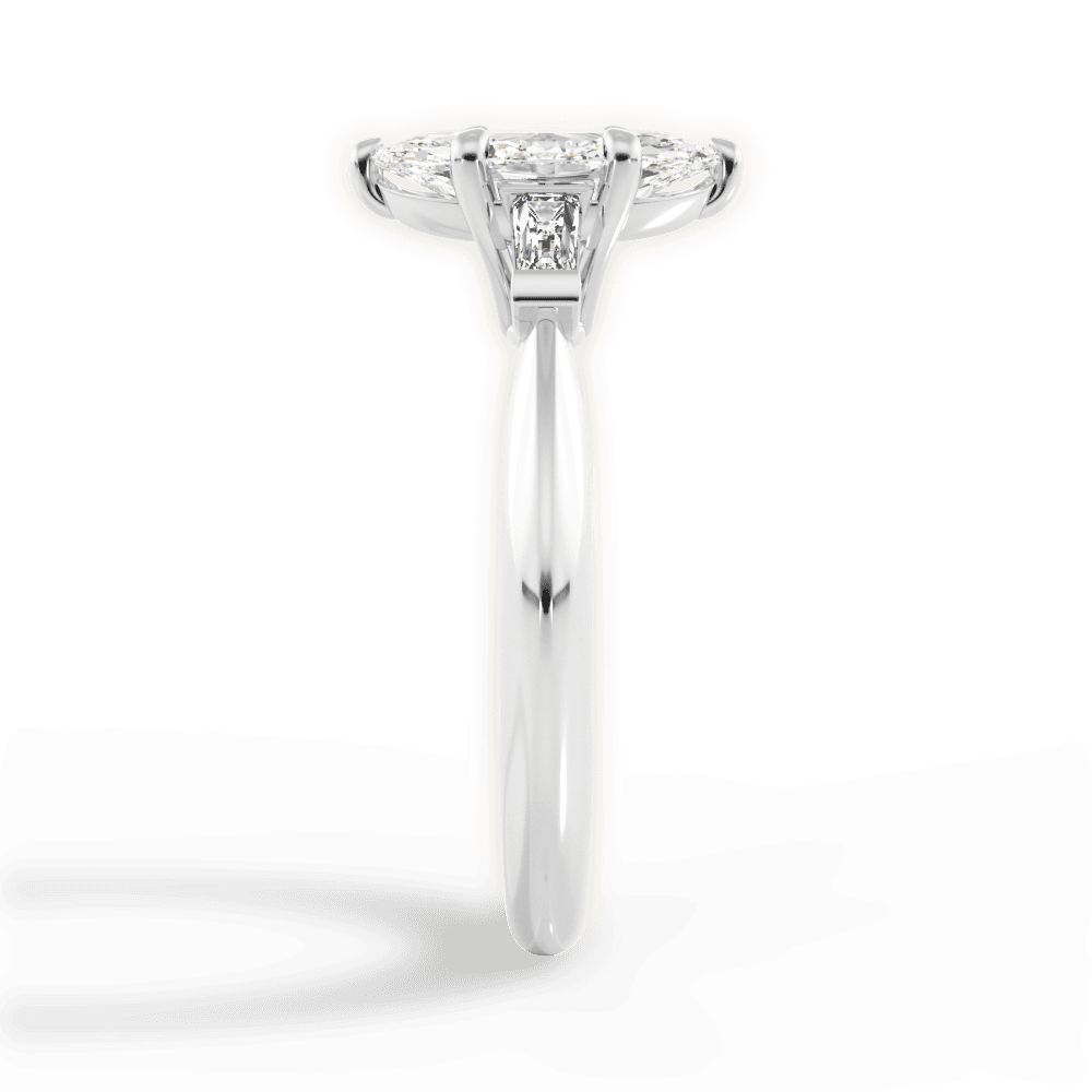 Emily Marquise Cut Lab Grown Diamond 18Kt White Gold Engagement Ring - View 2
