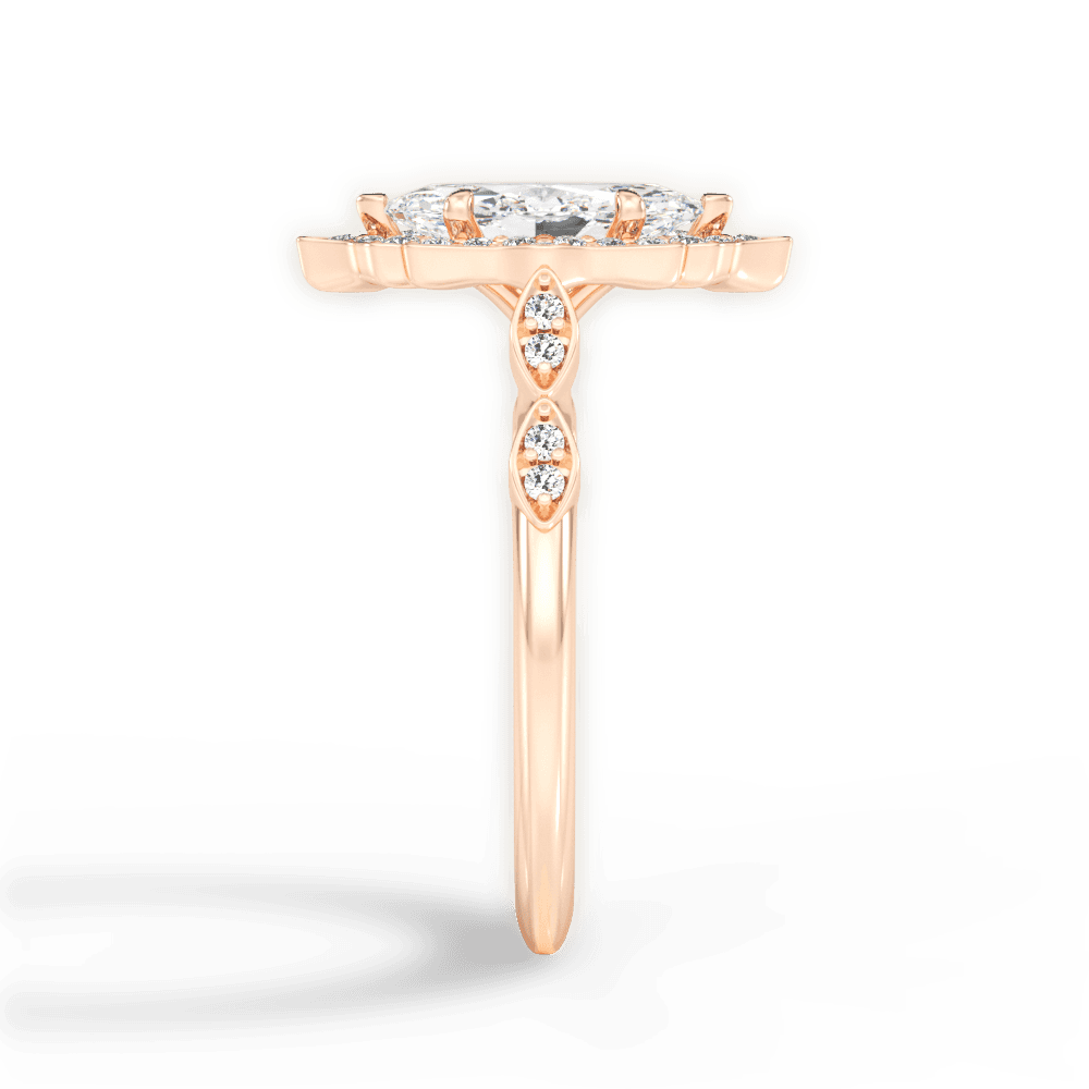 Julie Marquise Cut Lab Grown Diamond 18Kt Rose Gold Engagement Ring - View 2
