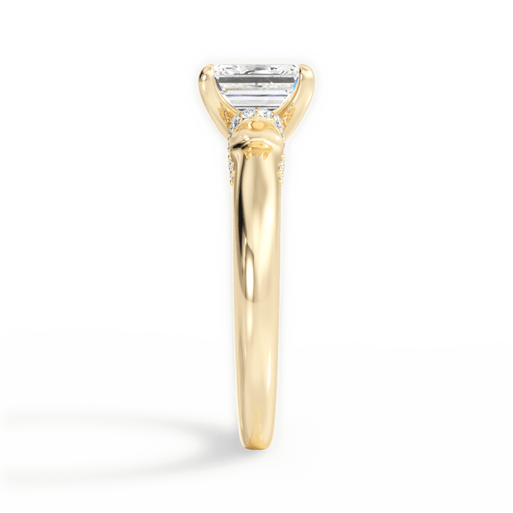 Florence Emerald Cut Lab Grown Diamond 18Kt Yellow Gold Engagement Ring - View 2