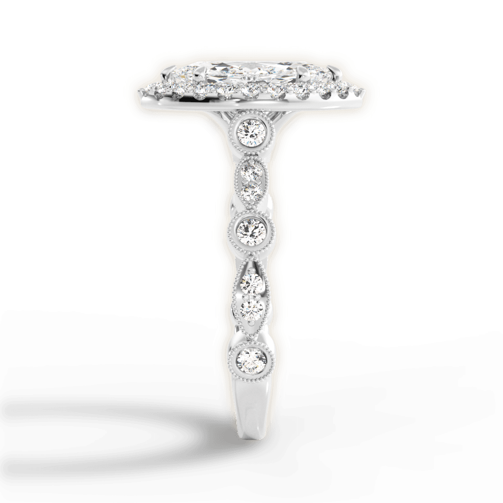 Irene Marquise Cut Lab Grown Diamond 14Kt White Gold Engagement Ring - View 2