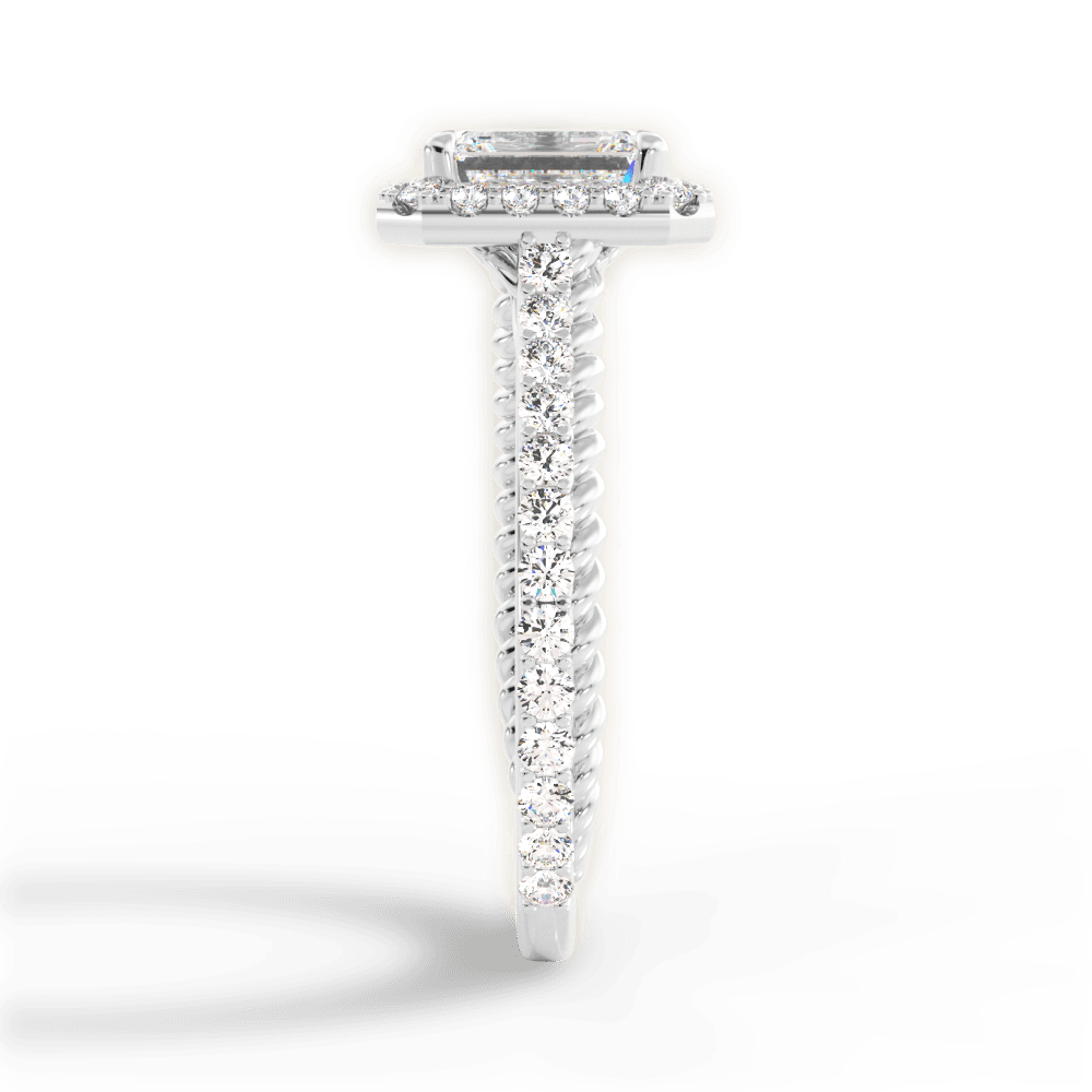 Kim Emerald Cut Lab Grown Diamond 14Kt White Gold Engagement Ring - View 2