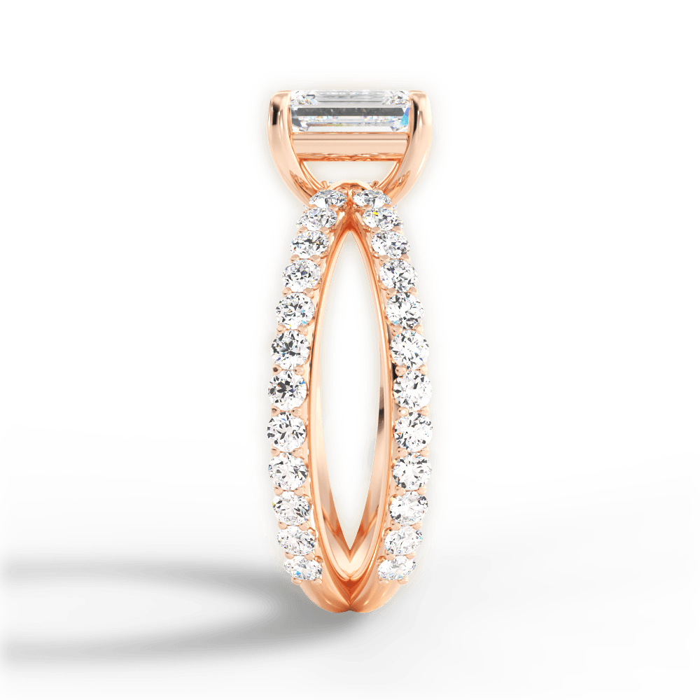 Lauren Emerald Cut Lab Grown Diamond 18Kt Rose Gold Engagement Ring - View 2