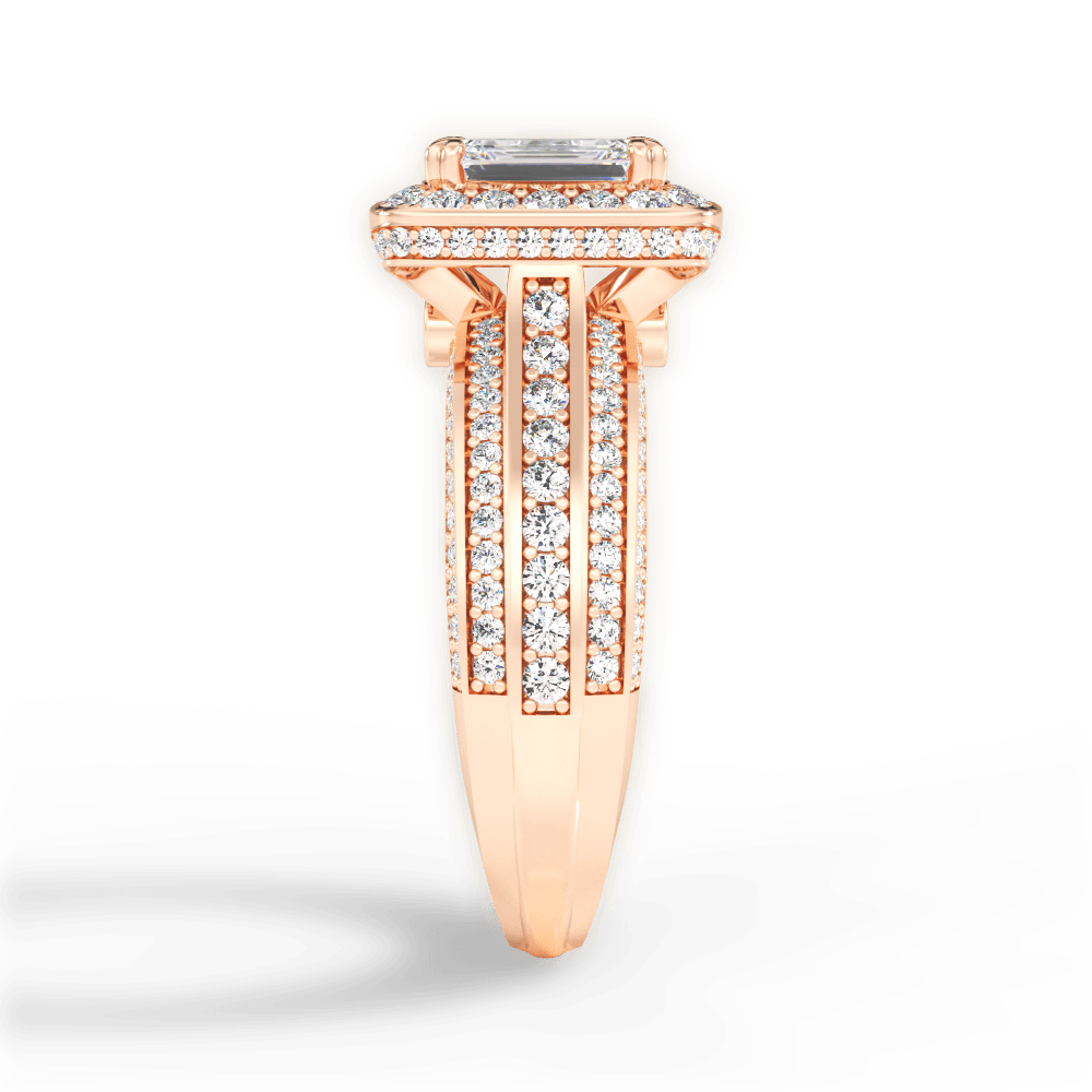 Madison Emerald Cut Lab Grown Diamond 18Kt Rose Gold Engagement Ring - View 2