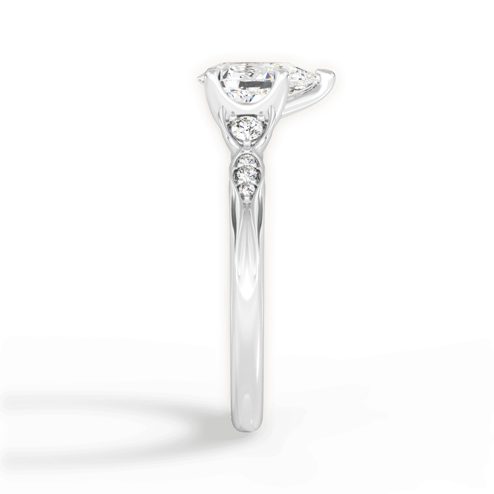 Cassie Pear Cut Lab Grown Diamond Platinum Engagement Ring - View 3
