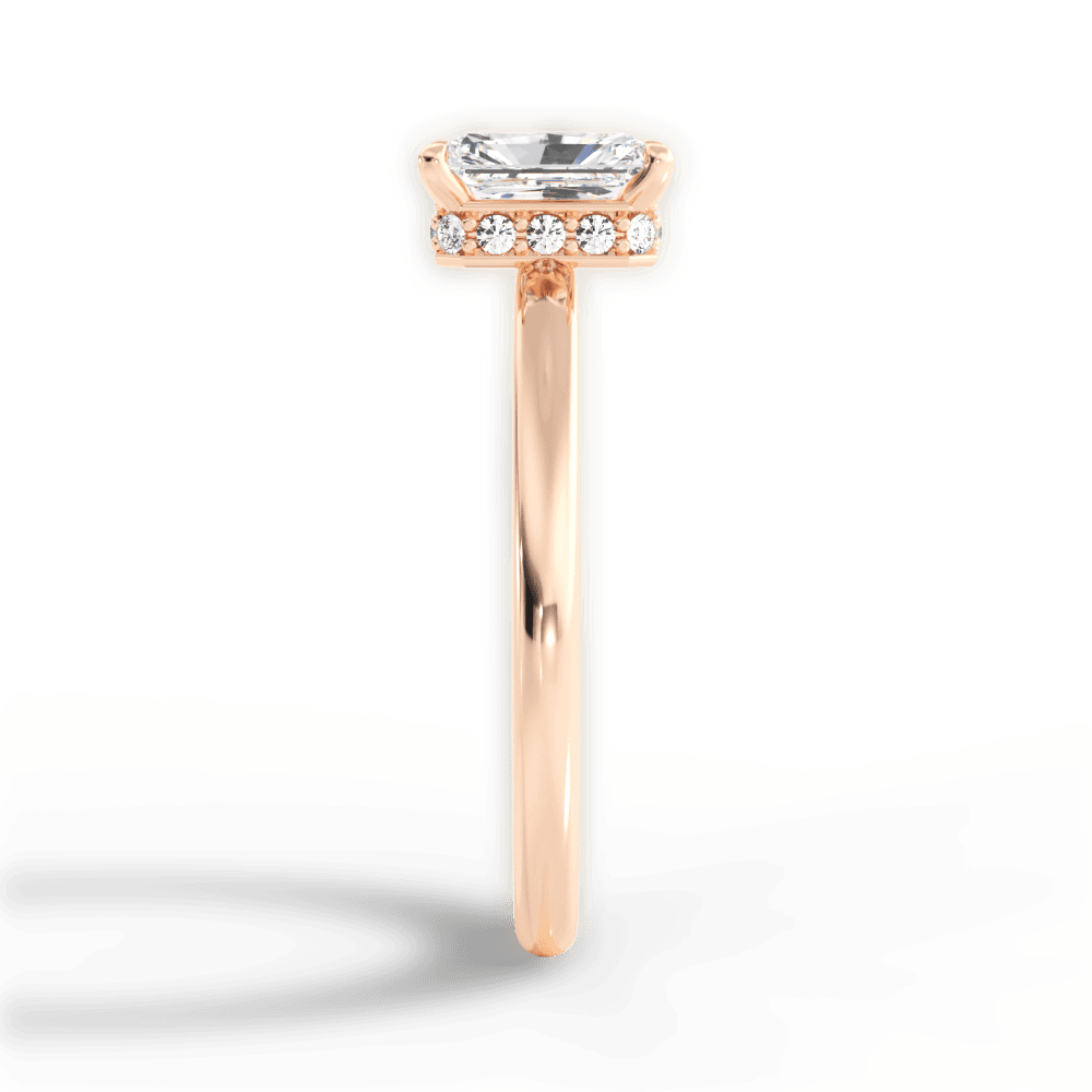 Brianna Radiant Cut Lab Grown Diamond 18Kt Rose Gold Engagement Ring - View 3