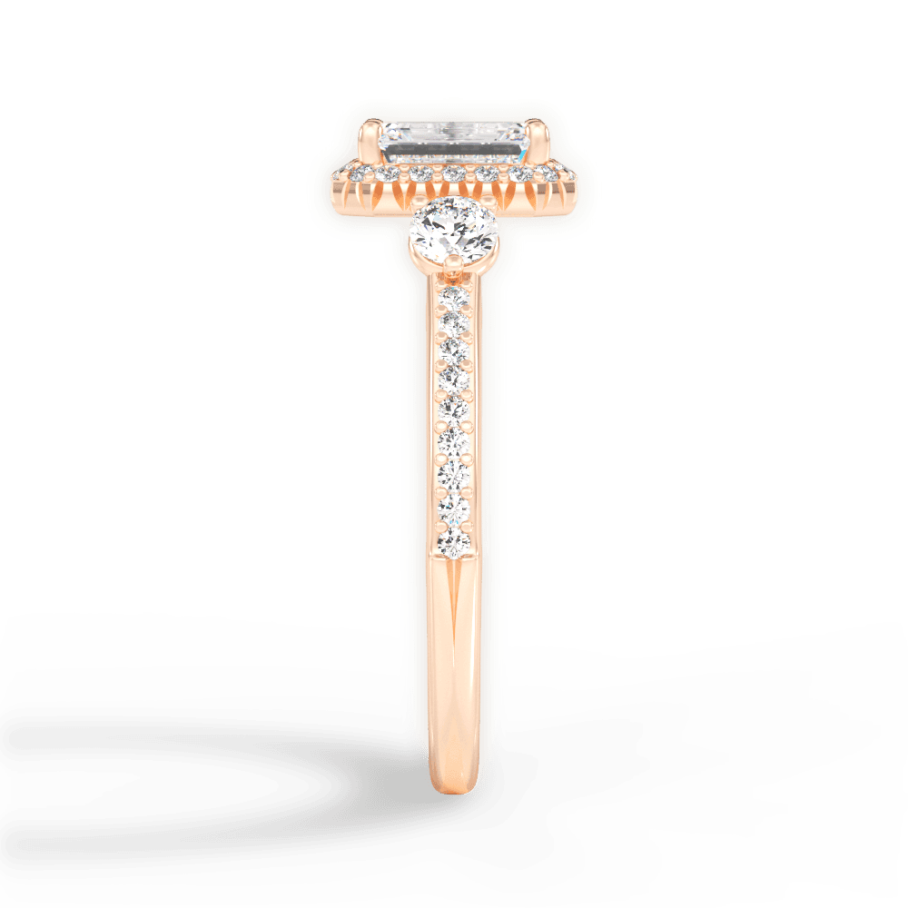 Julia Emerald Cut Lab Grown Diamond 18Kt Rose Gold Engagement Ring - View 3
