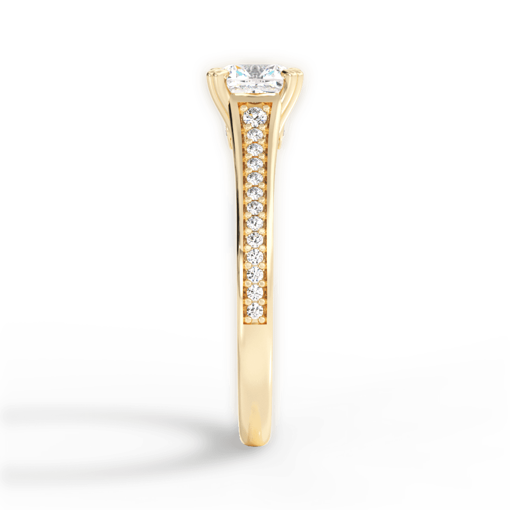 Delia Cushion Cut Lab Grown Diamond 18Kt Yellow Gold Engagement Ring - View 3