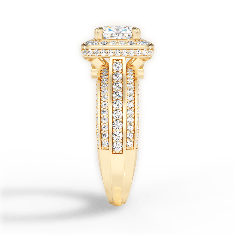 Madison Cushion Cut Lab Grown Diamond 18Kt Yellow Gold Engagement Ring - View 3