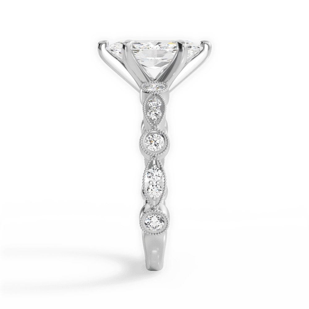 Edith Marquise Cut Lab Grown Diamond 18Kt White Gold Engagement Ring - View 2