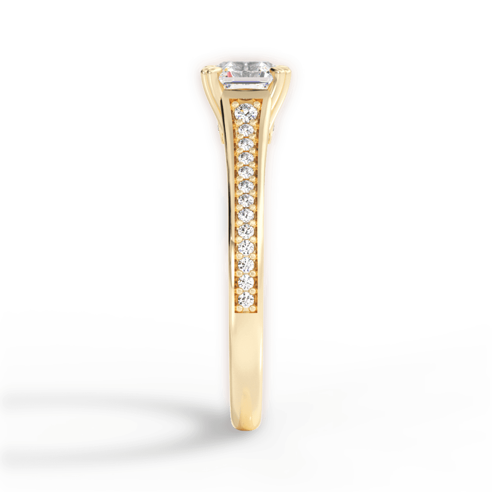 Delia Asscher Cut Lab Grown Diamond 18Kt Yellow Gold Engagement Ring - View 4
