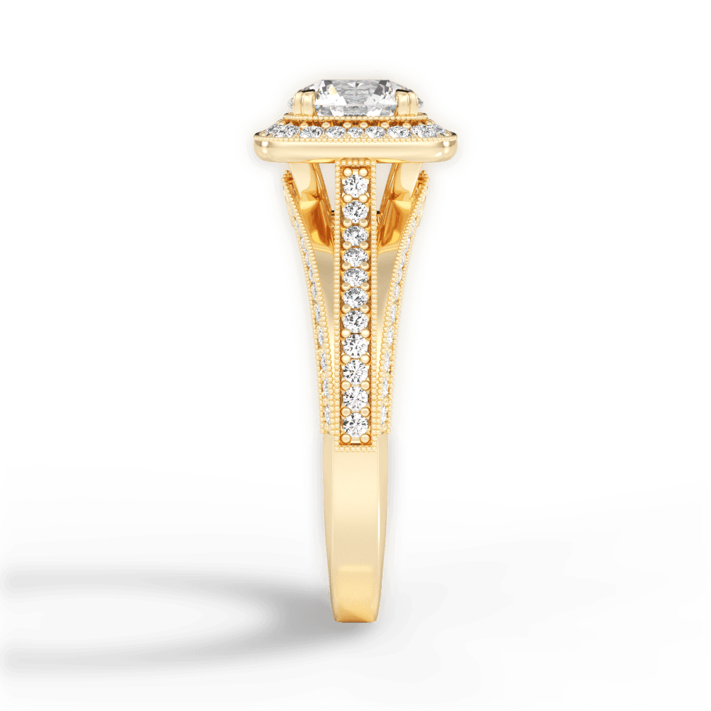 Lillian Round Cut Lab Grown Diamond 18Kt Yellow Gold Engagement Ring - View 3