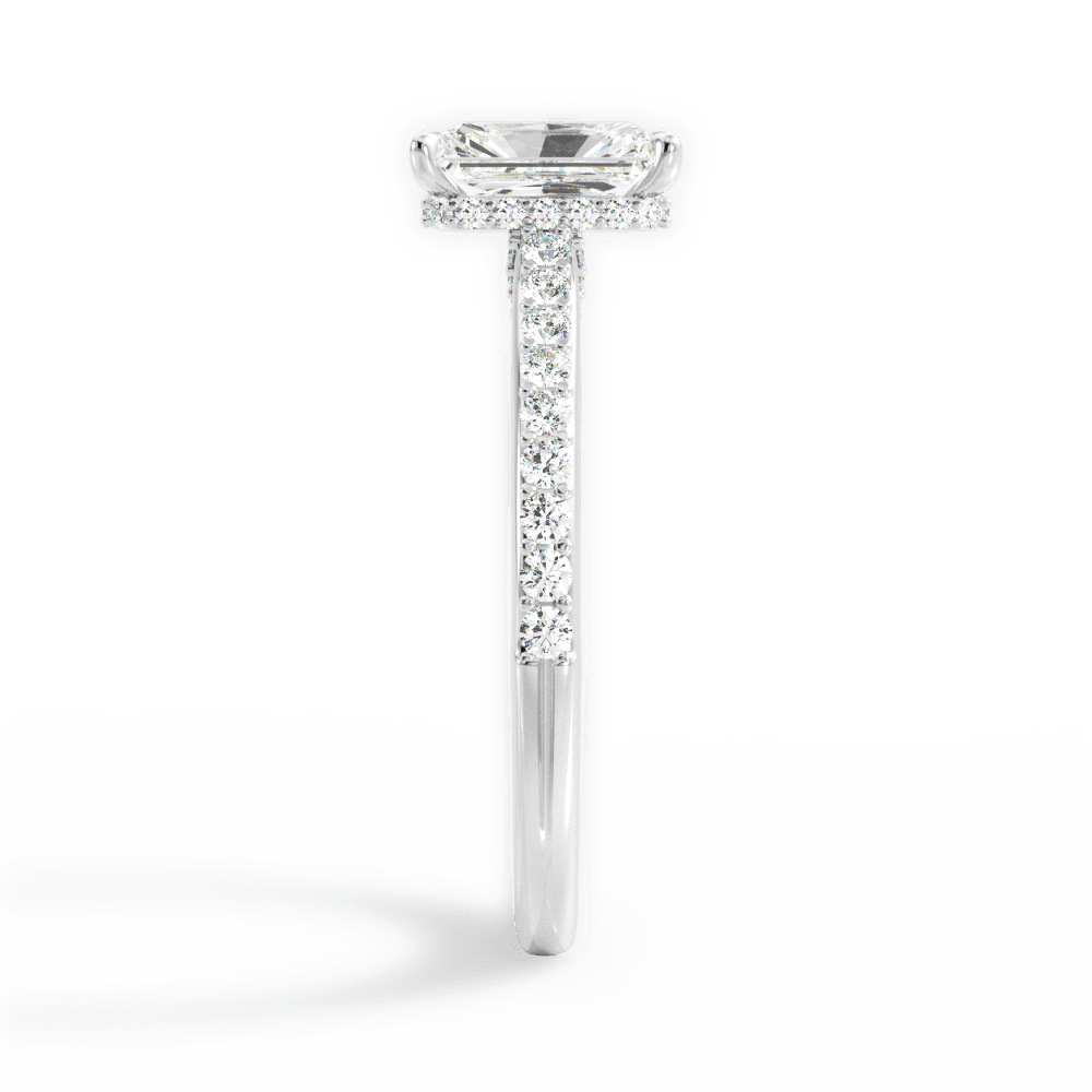 Joan Radiant Cut Lab Grown Diamond Platinum Engagement Ring - View 4