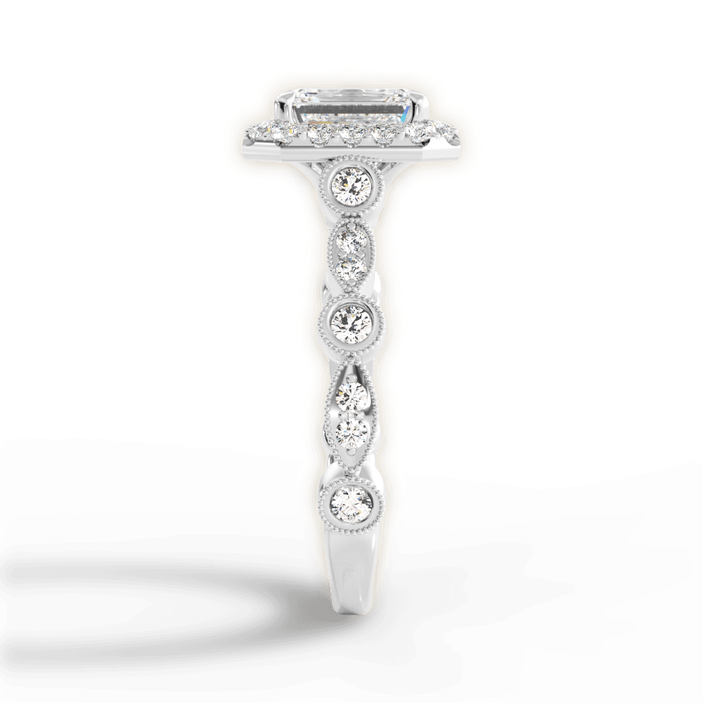 Irene Emerald Cut Lab Grown Diamond Platinum Engagement Ring - View 2