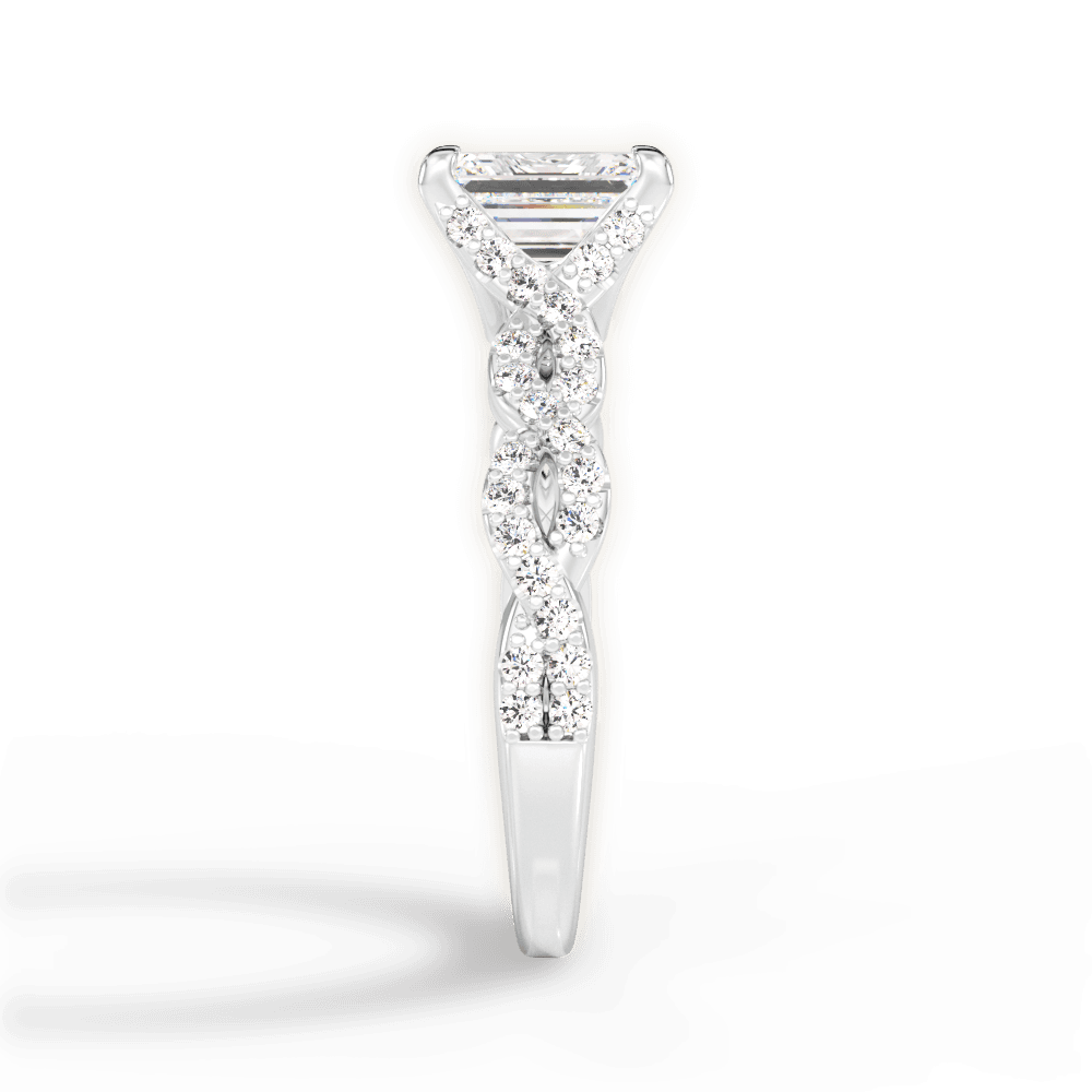 Justine Emerald Cut Lab Grown Diamond 14Kt White Gold Engagement Ring - View 2