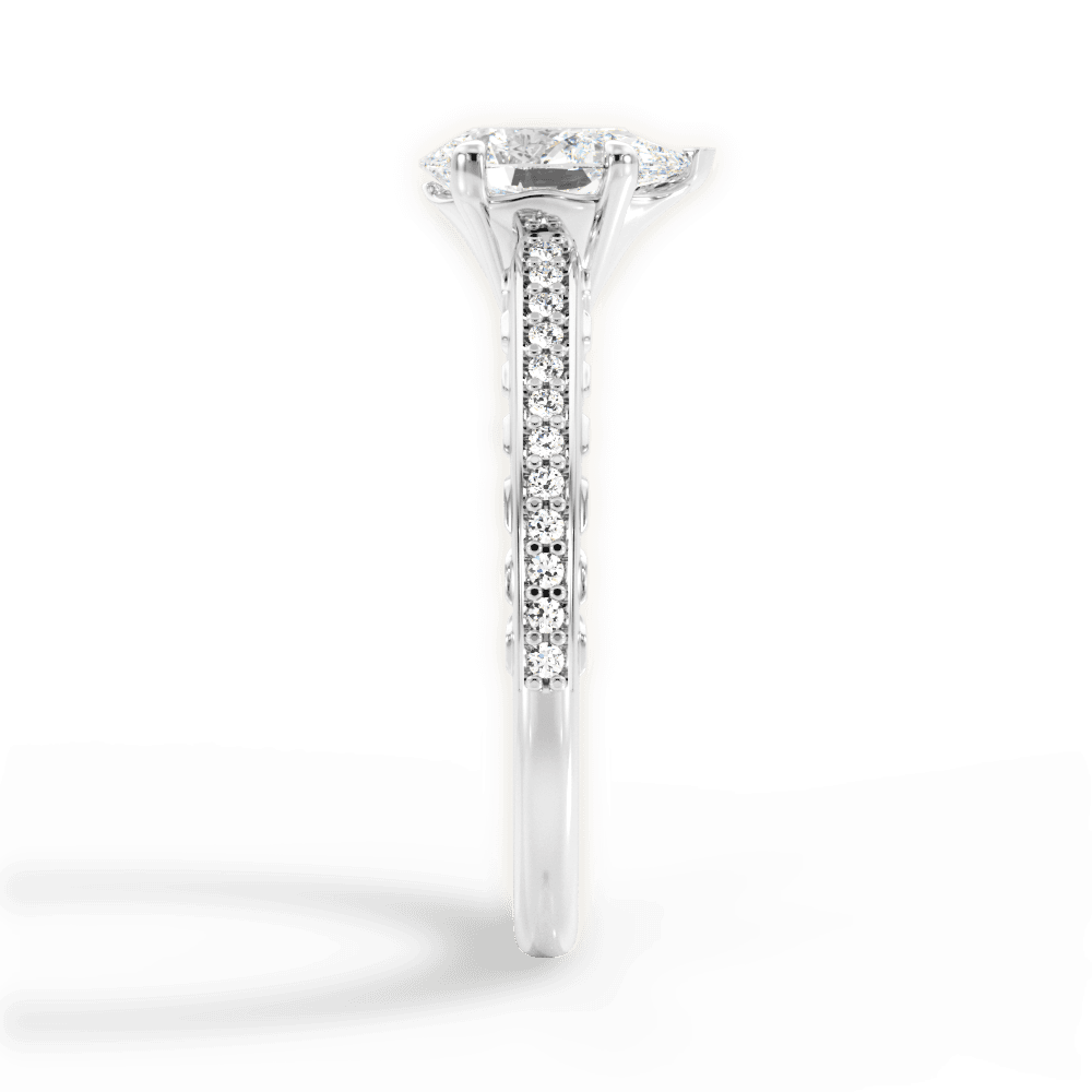 Caroline Pear Cut Lab Grown Diamond Platinum Engagement Ring - View 2