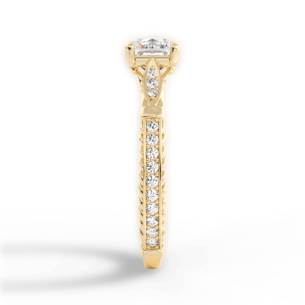 Gabriela Asscher Cut Lab Grown Diamond 18Kt Yellow Gold Engagement Ring - View 3
