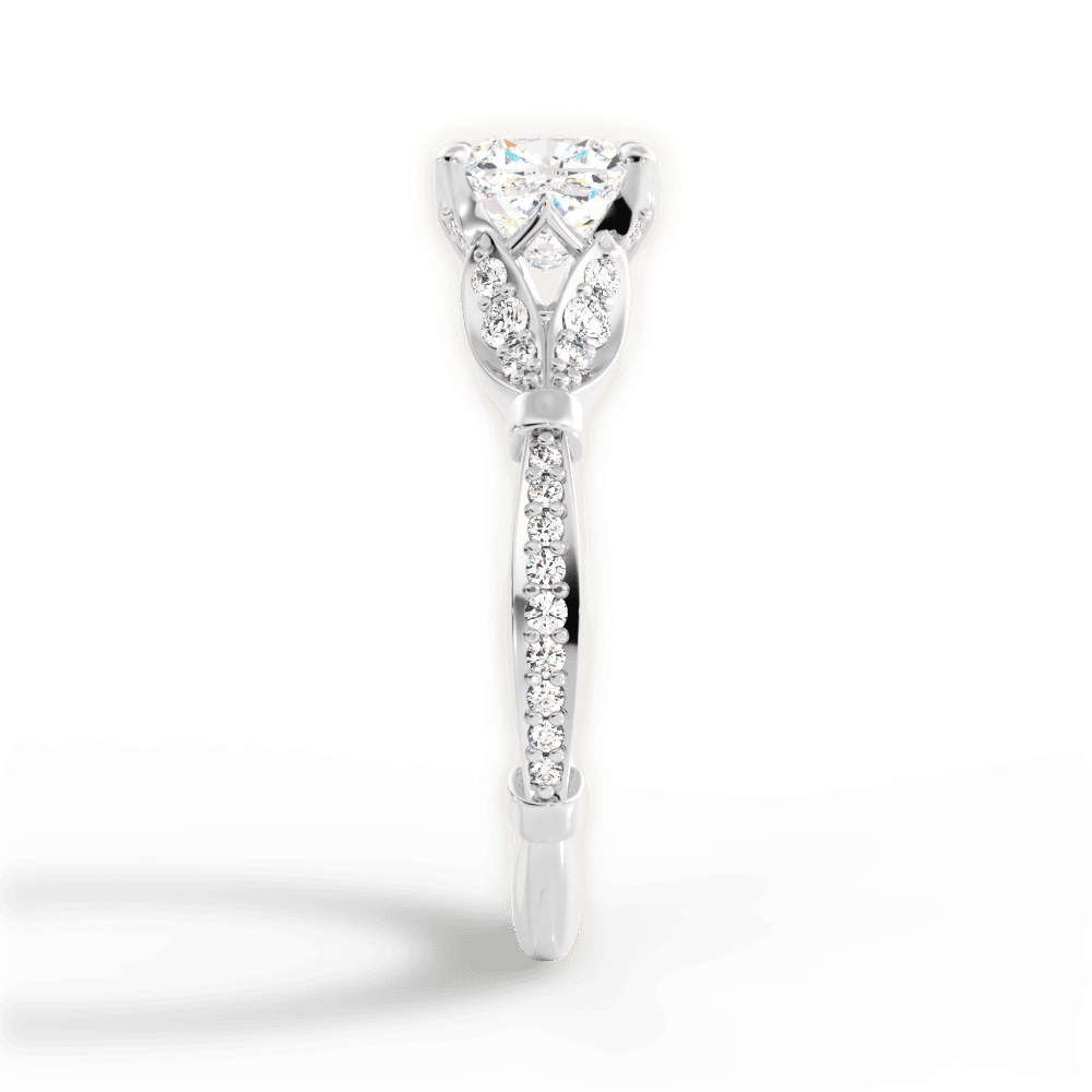 Geraldine Cushion Cut Lab Grown Diamond 18Kt White Gold Engagement Ring - View 3